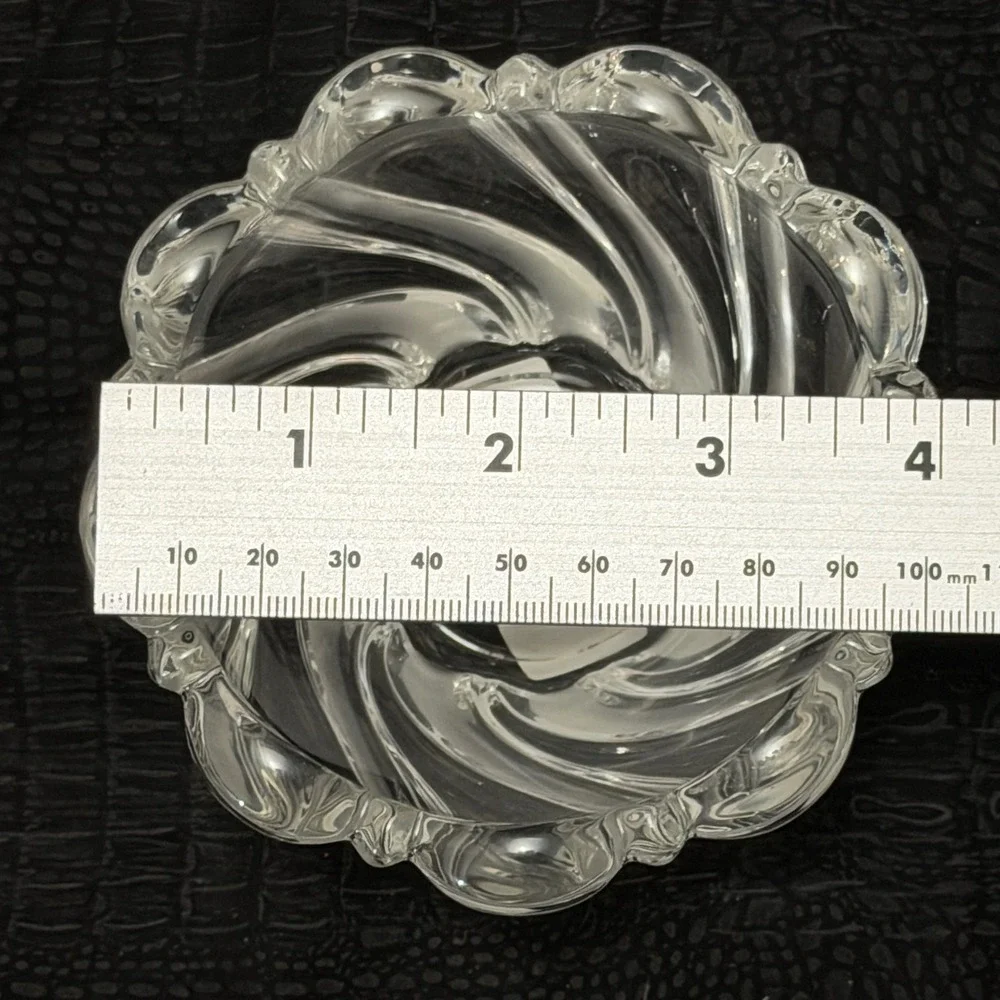 Mikasa Crystal Candle Holder Peppermint‎ Frost Germany Swirl Glass Votive Dish